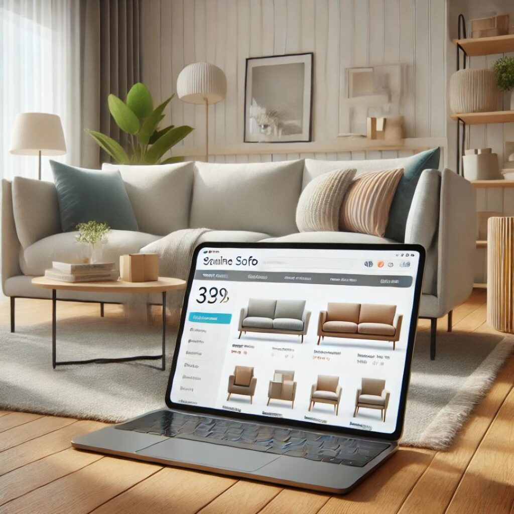 Skandinaviskt inspirerat vardagsrum med en elegant soffa, ett bra val för online-soffköp Skandinaviskt inspirerat vardagsrum med en elegant soffa, ett bra val för online-soffköp.