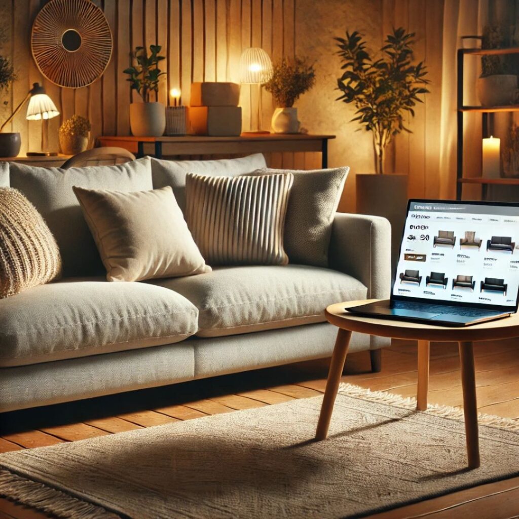 Stilrent och modernt vardagsrum med stor, bekväm soffa för köptips online Stilrent och modernt vardagsrum med stor, bekväm soffa för köptips online.